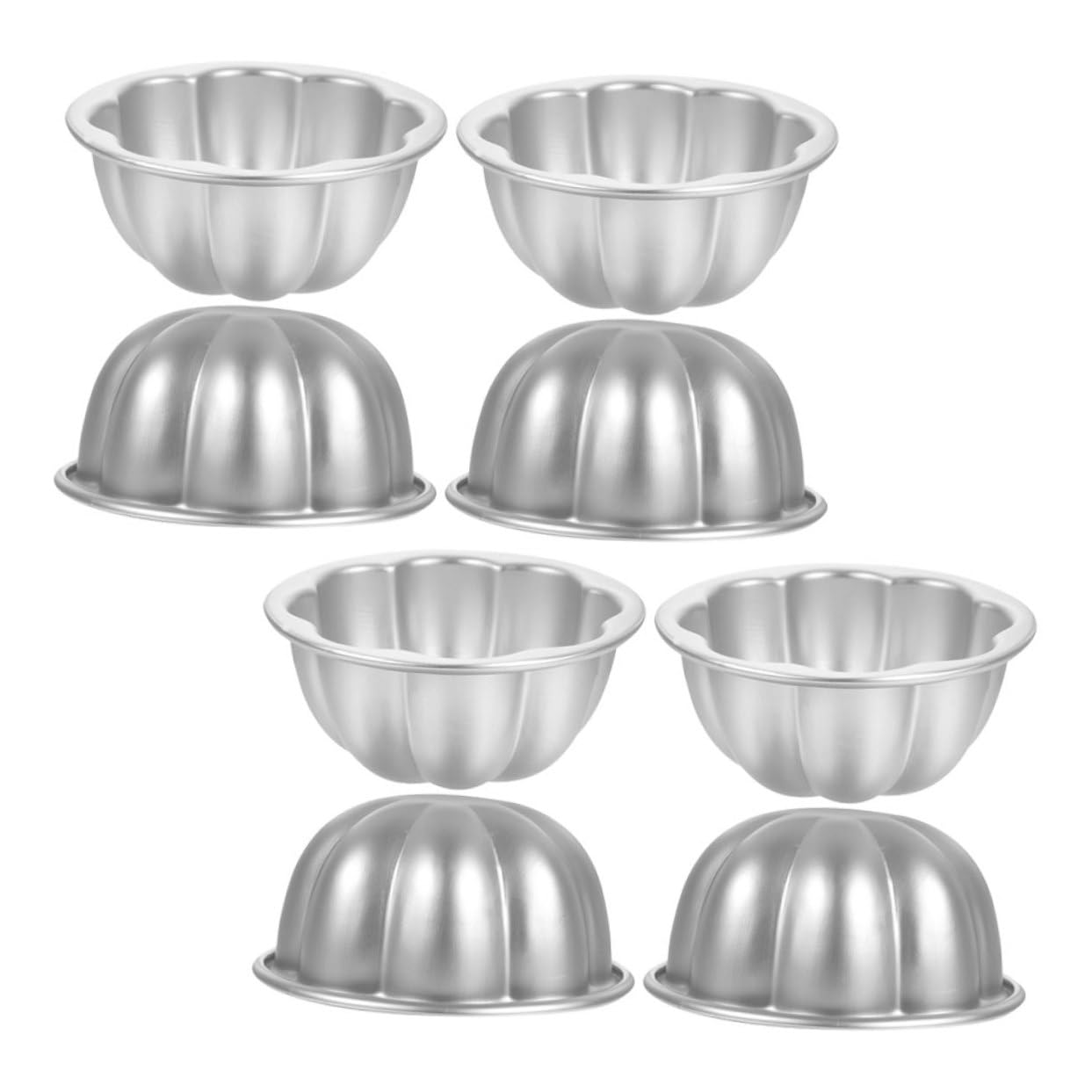 Cabilock 8pcs Non Stick Aluminum Alloy Pudding Molds Versatile Flower Shaped Baking Cups for Puddings Jellies Cakes and Desserts for Home and Professional Use