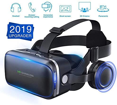 [ 2019 New Version ]WorldSeng VR Headset,VR Headset with Stereo Headphone, 3D Glasses Virtual Reality Headset for Games & Movies,Lightweight Virtual Reality,Cardboard For iPhone and Android Smartphons
