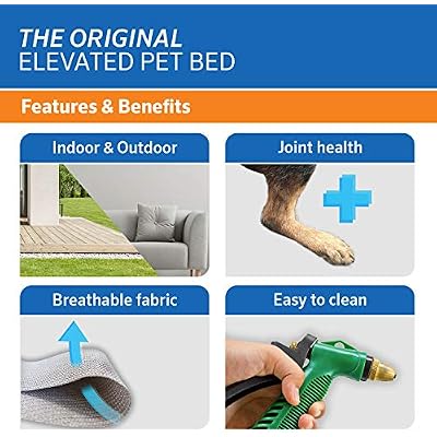 Coolaroo Original Elevated Dog Bed - Breathable Off-The-Ground Pet Bed with Cooling Fabric, Joint Relief & Moisture-Resistant Fabric, 100% Recyclable, Easy Clean, Nutmeg, Large