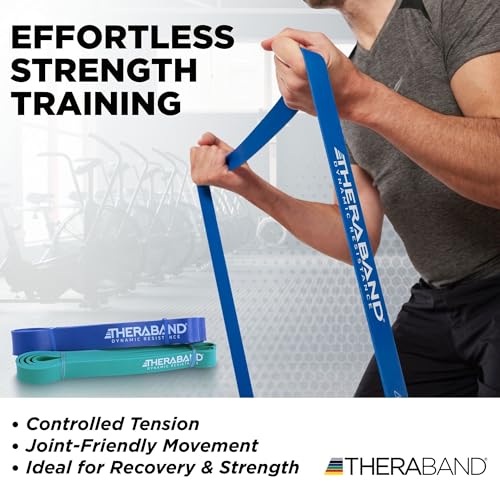 Image of THERABAND High Resistance Band Set of 2, Medium and Heavy Elastic Super Bands for Full Body Workouts, Physical Therapy, Strength Training, Durable 41 inch Loop Exercise Bands, 25-35 lbs Resistance