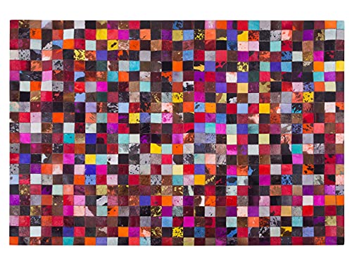 Beliani Tapis Rectangulaire Multicolore en Cuir Patchwork pour Intérieur au Style Moderne 160 x 230 cm