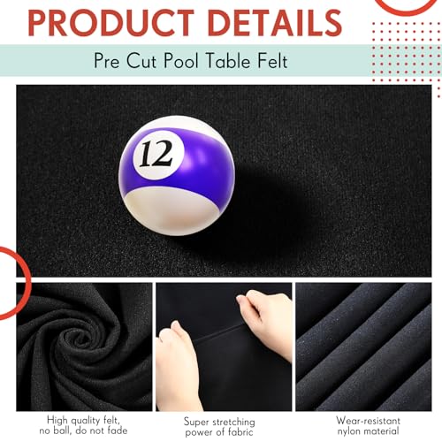 Mixweer Billiard Cloth 8.53ft Pool Table Felt with 6 Cloth Strips Pre Cut Pool Table for Home Clubs Bars Indoor Sports Game - Image 3