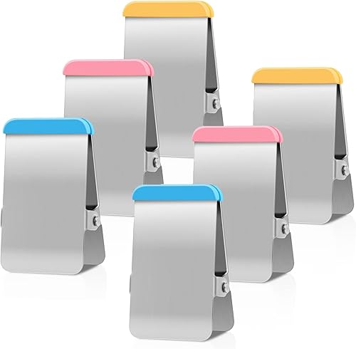 Clips para bolsas para alimentos, paquete de 6 clips de metal con silicona de color, clip resistente para bolsa de chips con sello hermético, clips