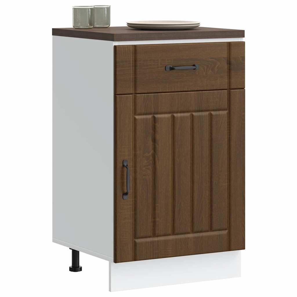 Meuble bas 50 x 46 x 81,5 cm de cuisine marron aspect chêne