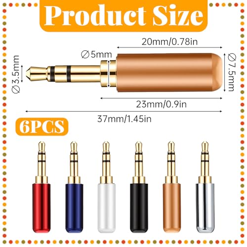 Kit 6 piezas conector 3.5mm estéreo para auriculares miniatura 2