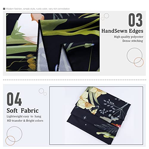 Amhokhui Moonlit Garden Tapestry Moon Tapestry Flower Tapestry Colorful Plants Tapestry Black Tapestry Wall Hanging Decor For Room #TOP6