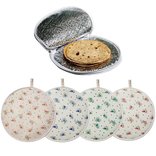 Image of AONE Insulated Roti Cover with Zip | Pack of 6 | Thermal Roti & Chapati Storage Cover | Aluminum Foil Roti Storage Pouch | Keeps Rotis Soft & Hot for Hours | Round Roti /Paratha Hot Pot Cover