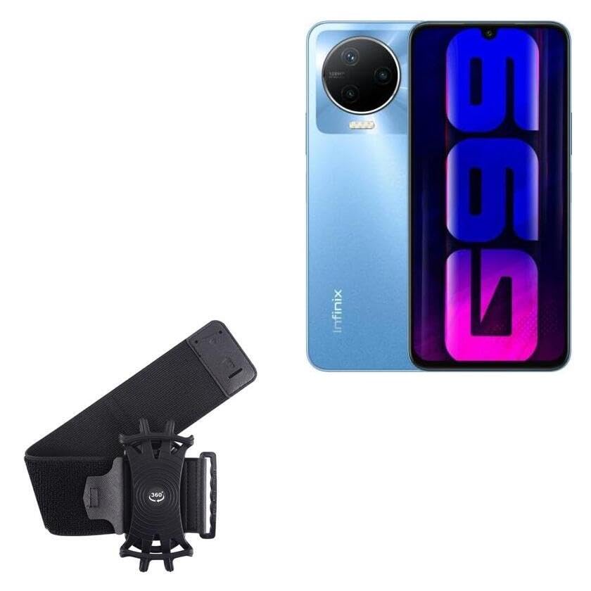 BoxWave Holster Compatible with Infinix Note 12 Pro - ActiveStretch Sport Armband, Adjustable Armband for Workout and Running - Jet Black