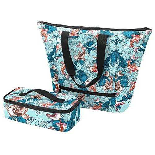 Sac fourre-tout et lunch box carpe marine | Le combo parfait pour le bureau et le quotidien