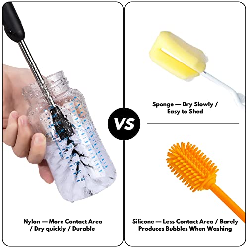 Jumperlay 4-In-1 Stainless Steel Baby Bottle Brush Set With 1 Pack Bottle Brush, 1 Pack Nipple Brush And 2 Pack Straw Cleaner Brush, Tan #TOP4