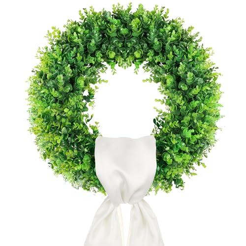 PinkPum 20'' Spring Boxwood Wreaths for Front Door Wreath Front