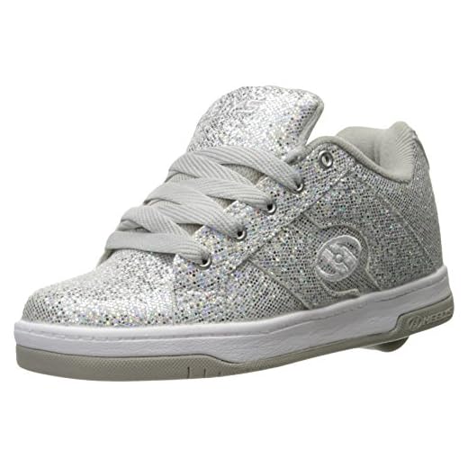Heelys Girls Split Sneaker, Silver/Disco Glitter, 5 Little Kid