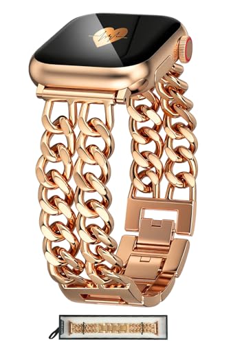 FortuneFlare �X�^�C���b�V���ȃ��^���o���h Apple Watch�o���h �����p 40mm 38mm 41mm 42mm�ɑΉ� ���߉\�Ȃ��킢���_�u���`�F�[���X�g���b�v iWatch�o���h�V���[�Y10 9 8 7 6 5 4 3 2 1 SE