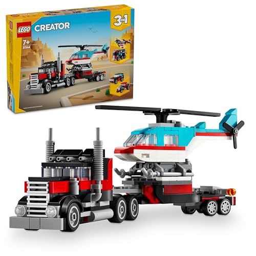 LEGO Creator Flatbed Truck with Helicopter Vehicle Toy 3in1 Set 31146