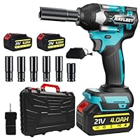 Akku-Schlagschrauber für Makita 18V, 1000 N.m(740 Ft-lbs),1/2 Zoll Bürstenloser Elektro-Schlagschrauber mit 3300 U/min, 2x 4.0Ah Akku & Ladegerät, 6 Steckschlüsselsatz für Autoreifen, Gerüstbau,DIY