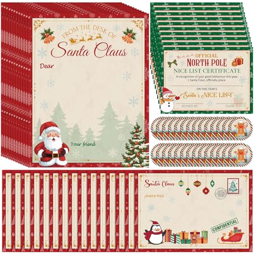Lettres de Noël pour enfants avec certificats de liste agréable pour fête de famille