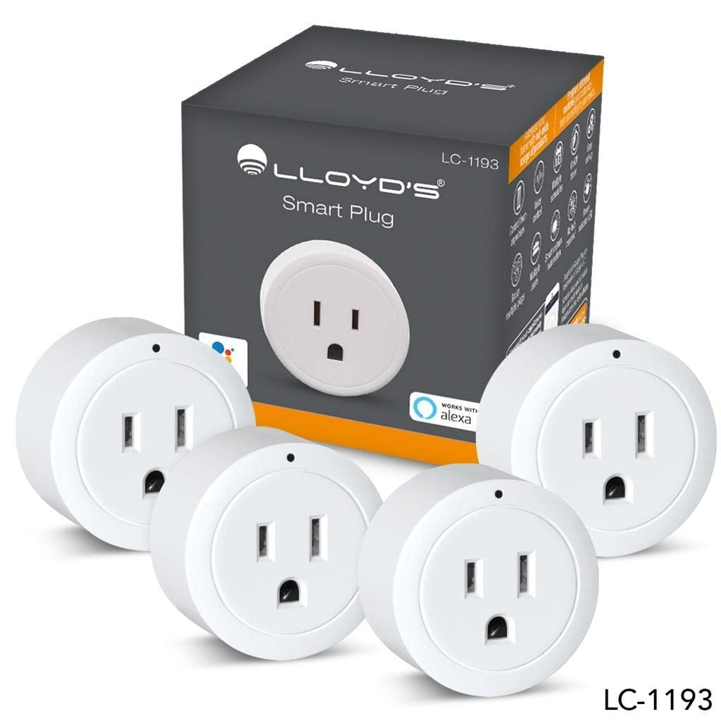Lloyd’s WiFi Smart Plug, Compatible with Alexa and Google Home, Set Timers and Schedules from App, No Hub Required, for 2.4 GHz Networks (2)