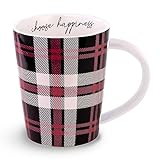 Vera Bradley Large Coffee Mug, Cute Ceramic Cup Holds 16 Ounces, Dishwasher and Microwave Safe, Fireplace Plaid