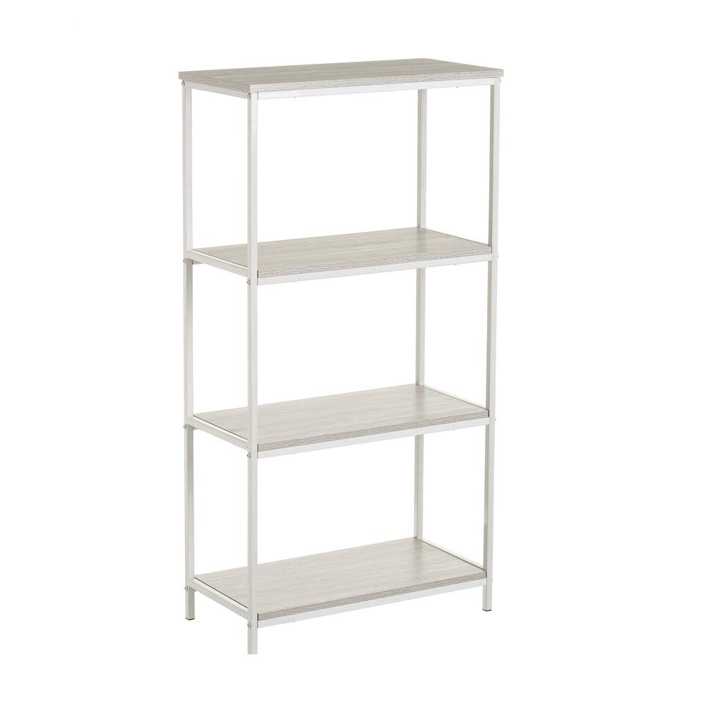 LOLAhome Estantería de Metal Negro con estantes Urban Industrial (Blanco 4 estantes 116x60 cm)