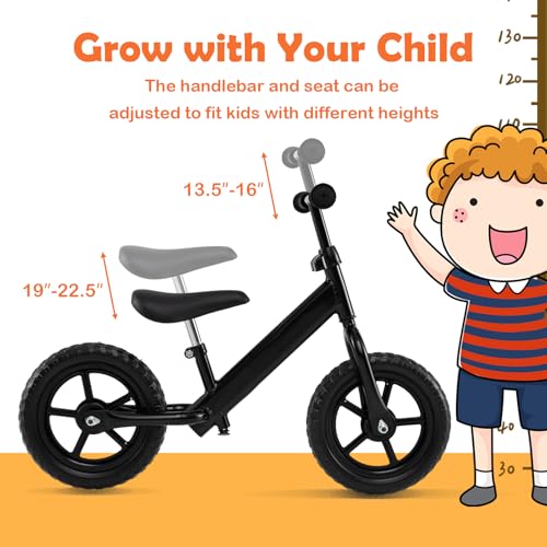 Image of HONEY JOY Toddler Balance Bike, 11 Inch Baby Push Bicycle w /Adjustable Padded Seat & Handlebar, Ultra Light Steel Frame, No Pedal Walker Bike Riding Toy, Birthday Gift for Boys Girls Aged 2-5