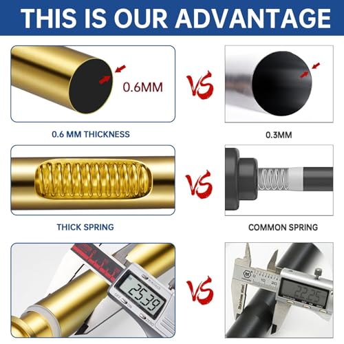 Image of BRIOFOX Industrial Shower Curtain Rod - 2-in-1 Design Tension Curtain Rod - Rustproof Non-Slip 54 to 90 Inch Metal Steel, Light Gold Window Curtain Rod