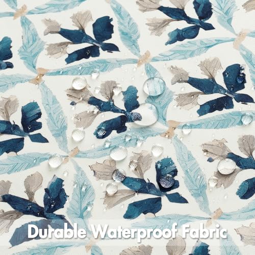 Image of MIULEE Pack of 2 Decorative Outdoor Waterproof Throw Pillow Covers Flower Print Chic Boho Accent Pillow Covers for Square Garden Patio Cushion 20x20 Inch, Blue Grey