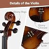Violin 4/4 Full Set,Beginner Violin For Adults,Women,Girls, Acoustic Solid Violin With Ebony Accessories For Room Home Office Decoration,Gift