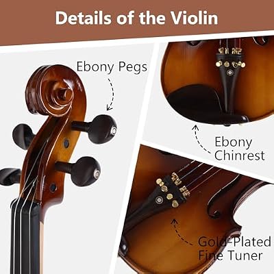 Violin 4/4 Full Set,Beginner Violin For Adults,Women,Girls, Acoustic Solid Violin With Ebony Accessories For Room Home Office Decoration,Gift