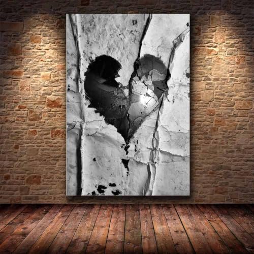 Art du cœur brisé fissuré, toile decoration murale poétique pour chambre et bureau - 4