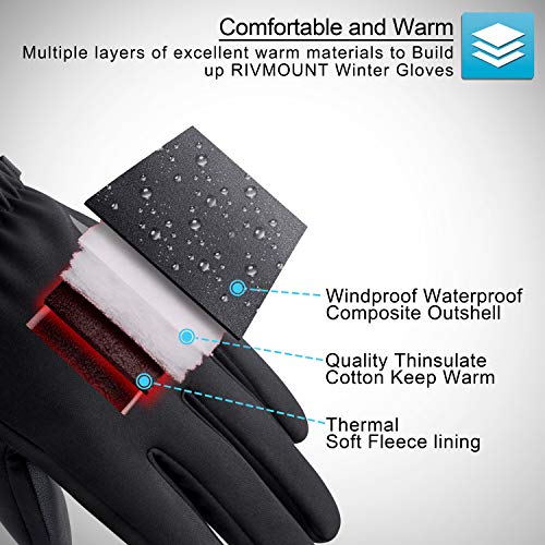image for RIVMOUNT Winter Gloves Men Women,Waterproof Touch Screen Gloves Warm S