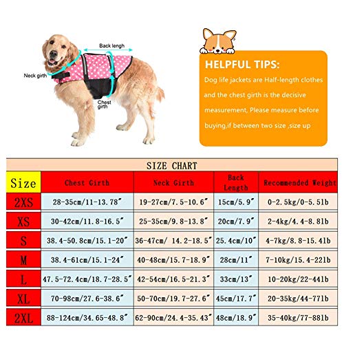 Doglay Dog Life Jacket, Dog Life Vest With Reflective Stripes, Adjustable Doggie Life Jacket Pet Life Preserver With High Buoyancy Dog Lifesaver For Small Medium And Large Dogs(2Xs, Pink Dot) #TOP5