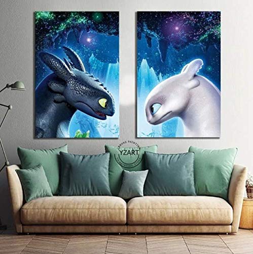 Canvas Poster Movie How to Train Your Dragon 3:The Hidden World Toothless Night Fury Picture Print Wall Painting Home Decor