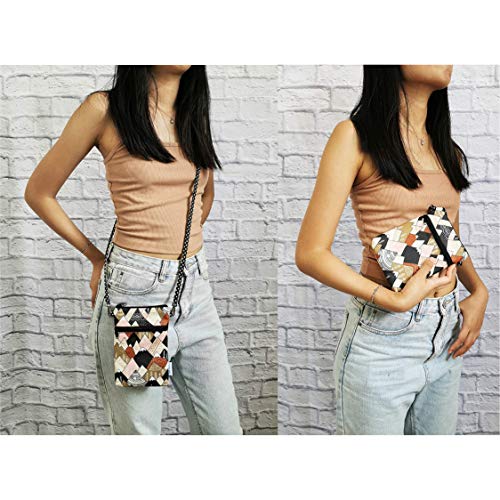 Image of Taianda Women Cell Phone Crossbody Wallet Pouch Bag (Mountain Pattern 1)