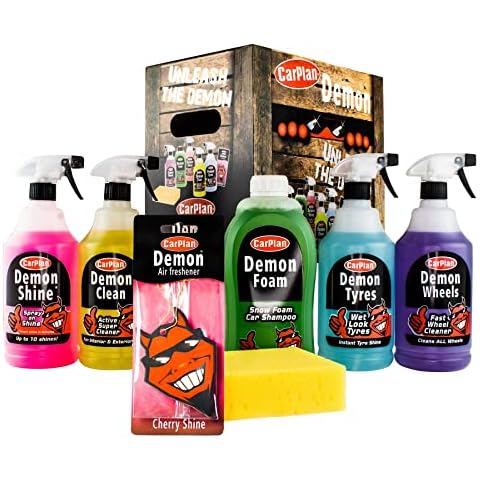 CarPlan Demon 7pc Car Care Gift Pack - Includes Demon Shine, Demon Wheels, Demon Foam, Demon Tyres and More Cover