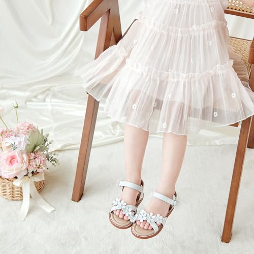 Image of Kolan Toddler Girl Sandals Open Toe Flat Princess Dress Shoes Little Kids