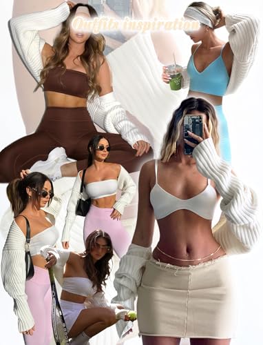 Chunky Knit Bolero Shrug Cardigan Sweater for Women Fall Open Front Long Arm Sleeve Cropped Cardigan Y2k Loose Sueter3