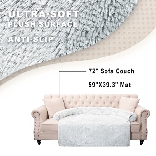 Image of Calming Dogs /Cats Bed Mats, Dog Pad Washable Removable Couch Cover, Plush Long Fur Mat for Pets, Waterproof Lining, Perfect for Small, Medium and Large Dogs and Cats (Gradient Gray, 59 inchx39 inch)