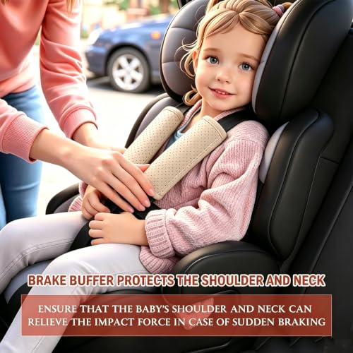 ROJEMXVE 2 PCS Seat Belt Cover Pad – Perforated Leather Car Seat Belt Shoulder Pad, Breathable Cushion for Neck & Shoulder, Universal Fit for Cars Trucks SUVs Grey by ROJEMXVE - Used condition - Image 5