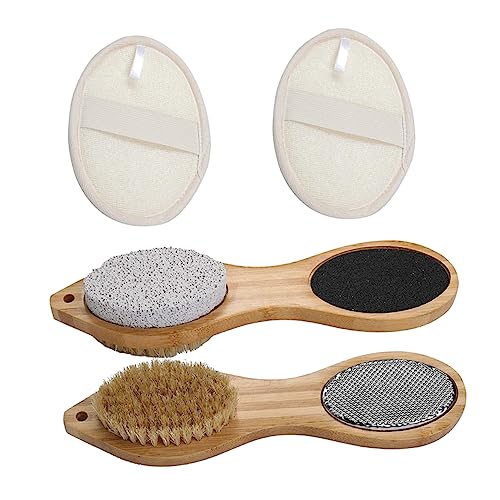 FOYTOKI Foot Exfoliating Board 4pc Tools Set Pumice Stone Rubbing Mat for Smooth Feet