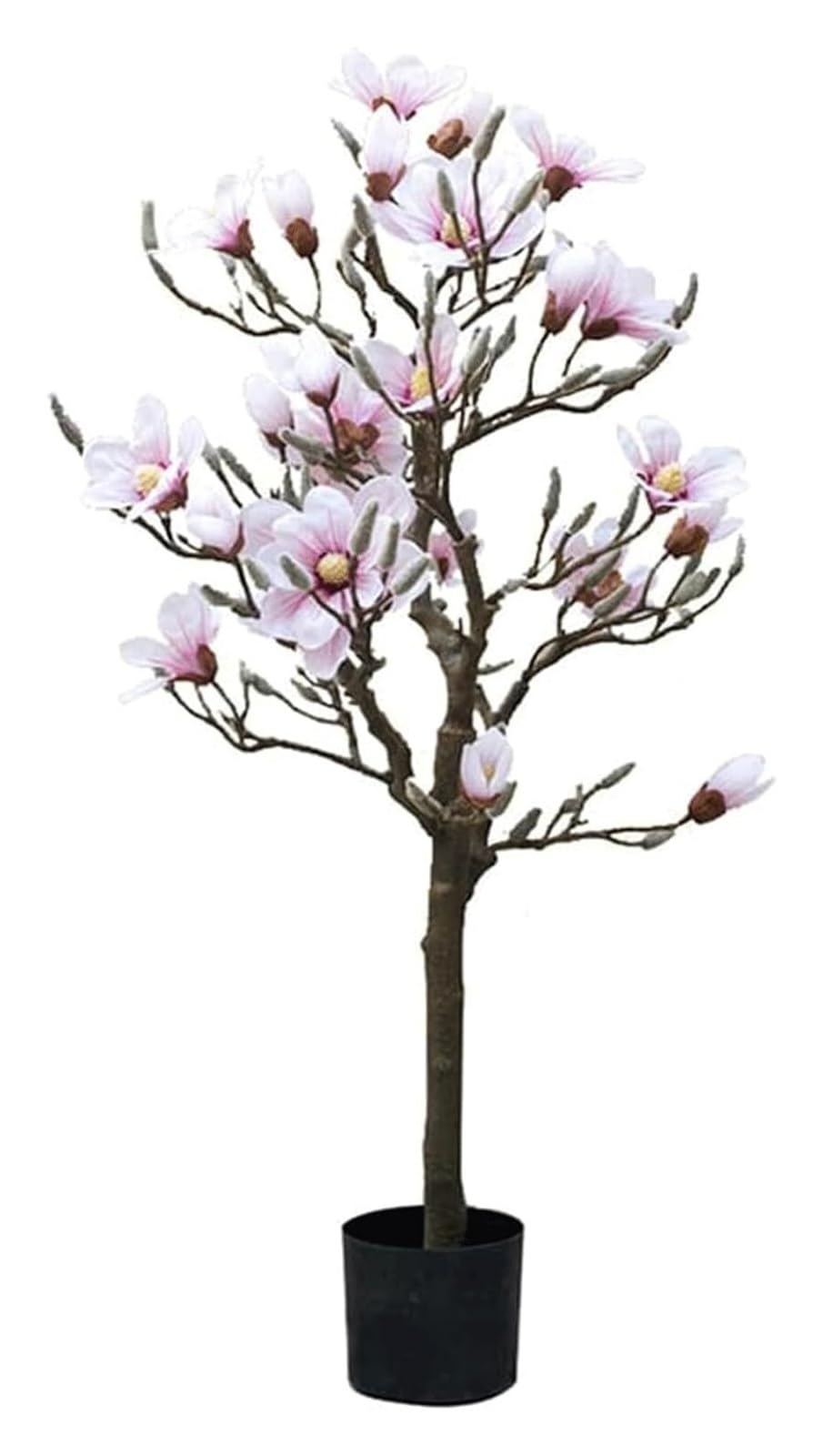 SWENEEN Indoor 3.9 Ft Faux Tree Artificial Magnolia Tree Silk Flowers Tree In Black Pot Simulation Tree For Wedding Party Artificial Plant Artificial Tree,Pink,