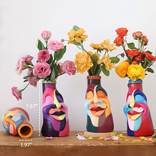Gugugo Funky Face Vase: Unique Head/Body Shape With Colorful Design - Perfect For Eclectic, Colorful Décor & Aesthetic Vases.（Red & Green） #TOP1