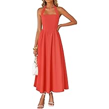 Women's Summer Sleeveless Halter Midi Dress 2026 Off Shoulder High Waist Flowy Beach Wedding Guest Long Dresses
