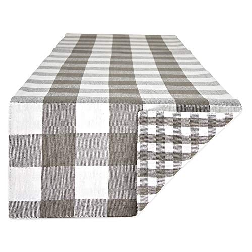 Flash Deals - 50% OFF DII 100% Cotton Gingham Check Table Top Collection, Gray, Table Runner, 14x72, 1 Piece