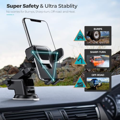 Image of VANMASS CLITZ Premium Easy One Touch Dashboard & Windshield Universal Car Mount Phone Holder Desk Stand with Suction Cup Base and Telescopic Arm for iPhone, Samsung, Google, More Smartphones