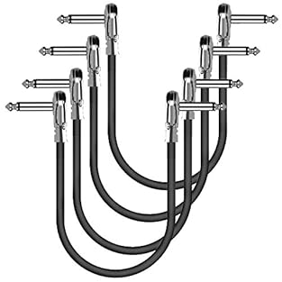 PANCAKE TYPE CONNECTOR - OTraki 12inch flat patch guitar cable 1/4 inch(6.35mm) right angled low profile plug, heavy-duty construction are perfect for a pedalboard and they allow you to keep the pedals relatively tight together due to the flat right ...