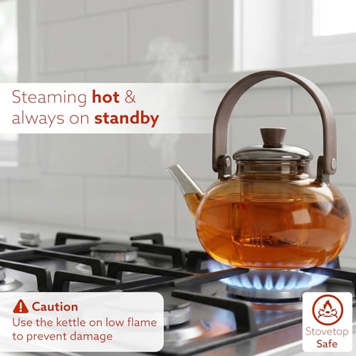 Image of AGARO Adore Borosilicate Glass Kettle 900ml, Heat Resistant, Durable Clear Glass, Stovetop & Microwave Safe, Ideal for Tea, Coffee, Water & Hot Beverages