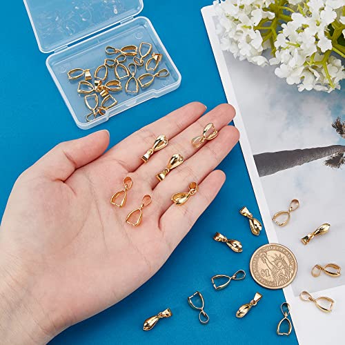Beebeecraft 1 Box 30Pcs Pendant Pinch Bails 18K Gold Plated Ice Pick Pinch Bails Dangle Charms Clasps Pendant Connector For Necklace Jewelry Making #TOP2