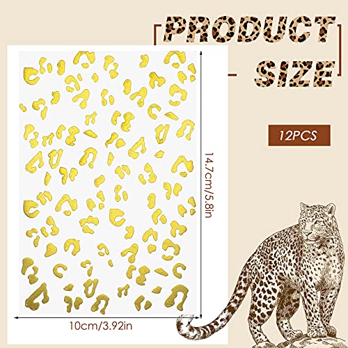 12 Sheet Halloween Cheetah Temporary Tattoo Temporary Leopard Print Temporary Tattoo Gold Leopard Face Decals Gold Temporary Tattoo Stickers Cheetah Accessories For Women Decor #TOP1