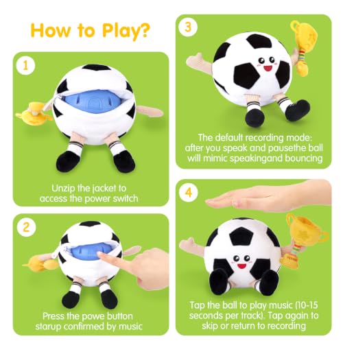 Image of hahaland Musical Baby Soccer Toy for 6-9-12 Month, Plush Tummy Time Ball Toys, Electric Bouncing Infant Toy, Multi-Sensory Stimulation Crawling Talking Early Education Gift for 1 Year Old Boy Girl