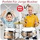 Pyle Schlagzeug Kinder, 3 bis 12 Jahre Kinderschlagzeug, Drum Set Inkl. Bass Drum, Snare Drum, Schlagzeug Dämpfer, Drumsticks, Basspedal & Drumhocker, Kinder Percussion Set für Anfänger, Natural